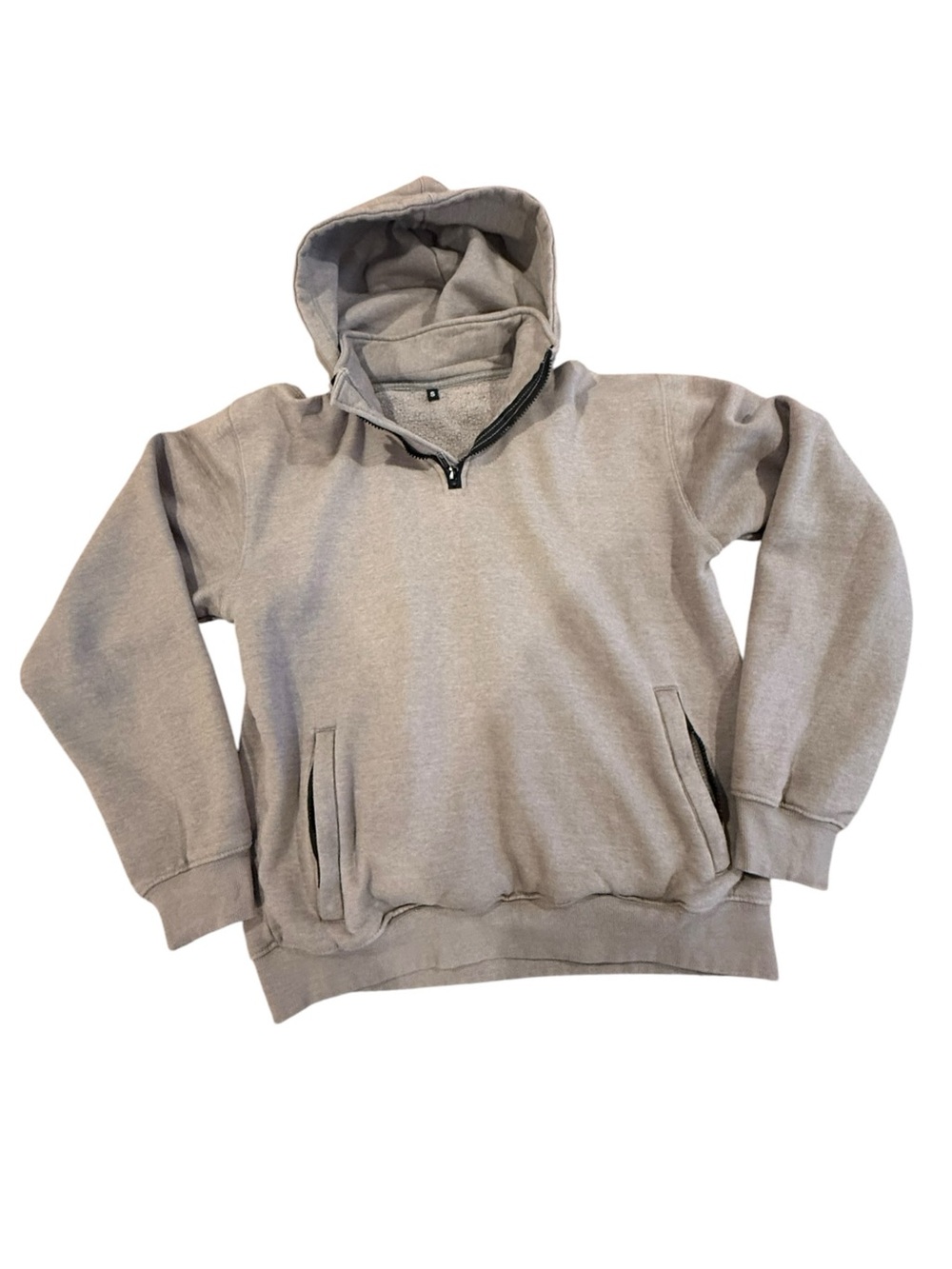 Everyday Equestrian Womens Tan Hooded 3/4 Zip MockNeck Sweatshirt Pockets Size S